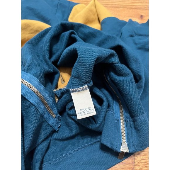 LL Bean Women's Mock Neck Tunic Shirt Dress W/Side Zips Size Small Blue/Yellow - Picture 3 of 5